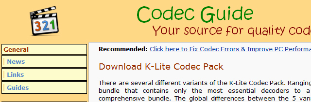 Download the K-Lite Codec Pack