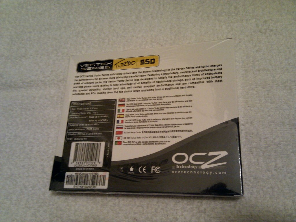 Unopened OCZ 60GB Solid State Drive Back